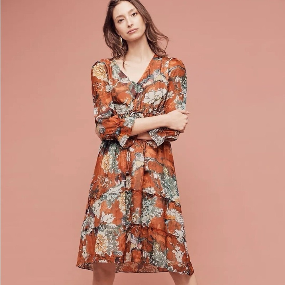 HEMANT & NANDITA Zeri Floral Peasant Dress